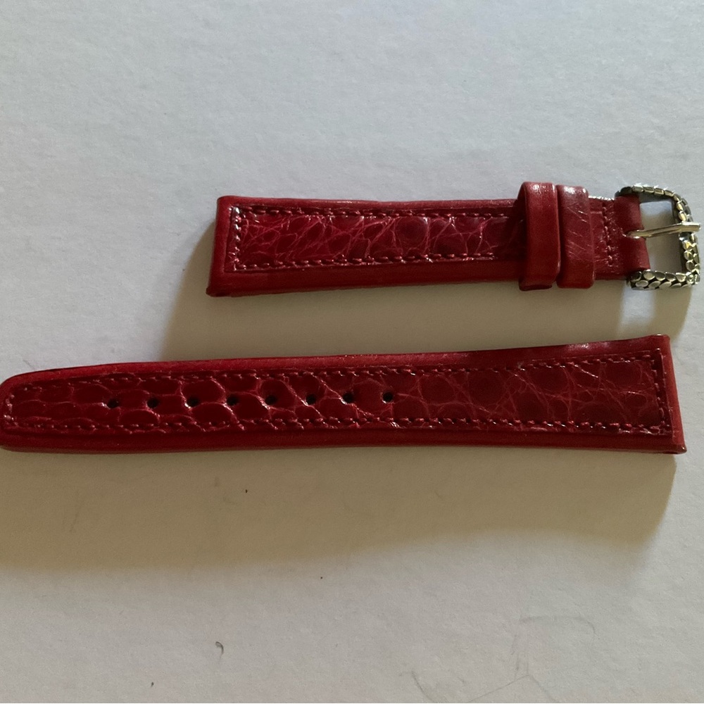 John Hardy Genuine Alligator Red Watchband w/925 Sterling Silver Dot Buckle